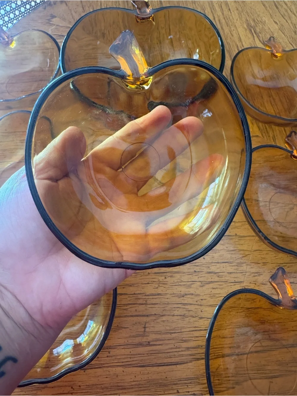 Amber Glass Apple Bowls - Set of 8